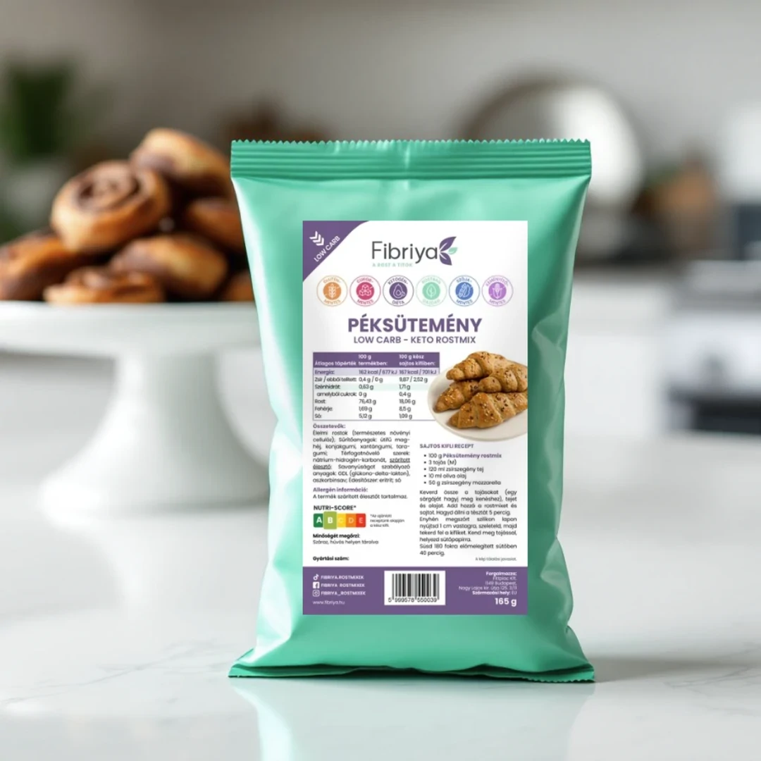 Aranybarna, illatos kifli 25 perc alatt! Fibriya Péksütemény Rostmix – a keto sütések alapja, kezdőknek is siker.