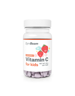 GymBeam C-vitamin rágótabletta gyerekeknek 120 tabl. eper