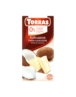 Torras Kókuszos hozzáadott cukormentes fehércsokoládé 75g