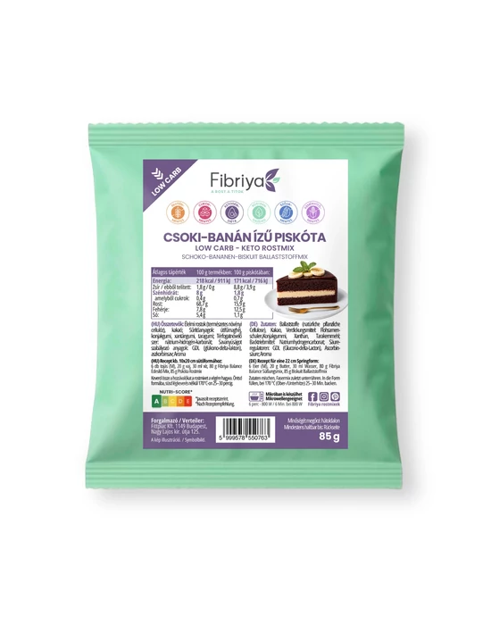 Fibriya Csoki-Banán ízű piskóta - Low carb keto rostmix 85g