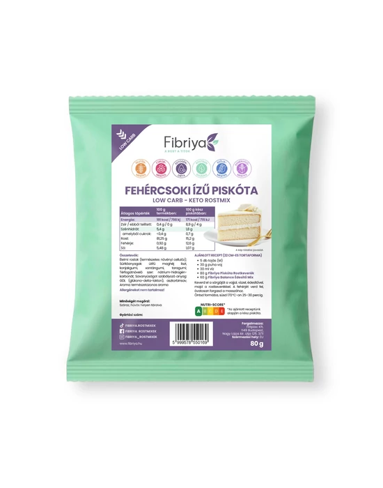 Fibriya Fehércsoki ízű piskóta - Low carb keto rostmix 80g