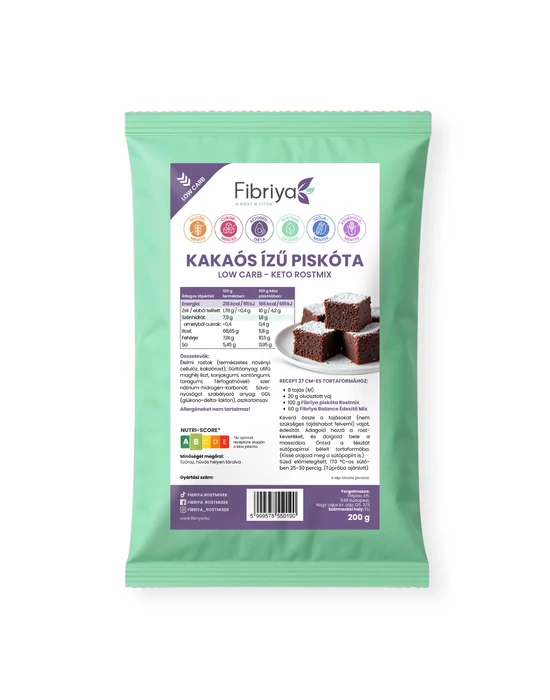 Fibriya Kakaós ízű piskóta - Low carb keto rostmix 200g