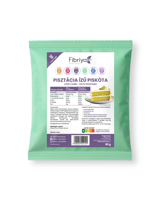 Fibriya Pisztácia ízű piskóta - Low carb keto rostmix 80g