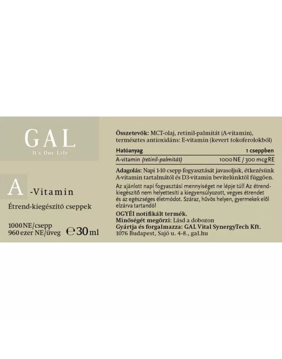 GAL A-vitamin összetevők