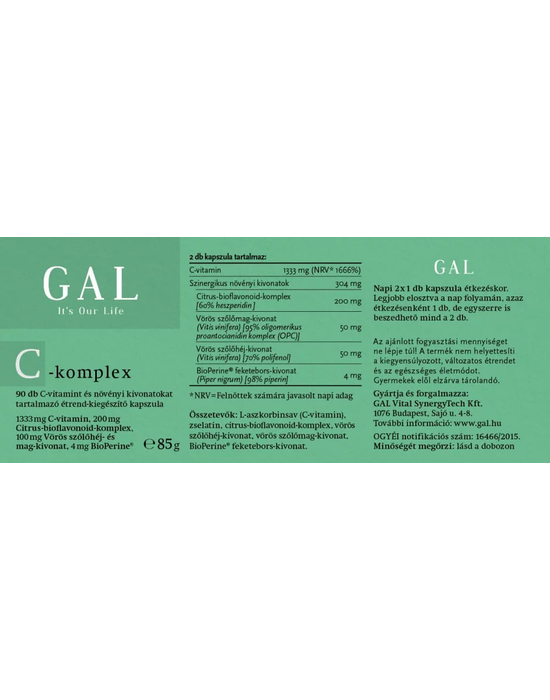 GAL C-komplex étrend-kiegészítő termékleírás