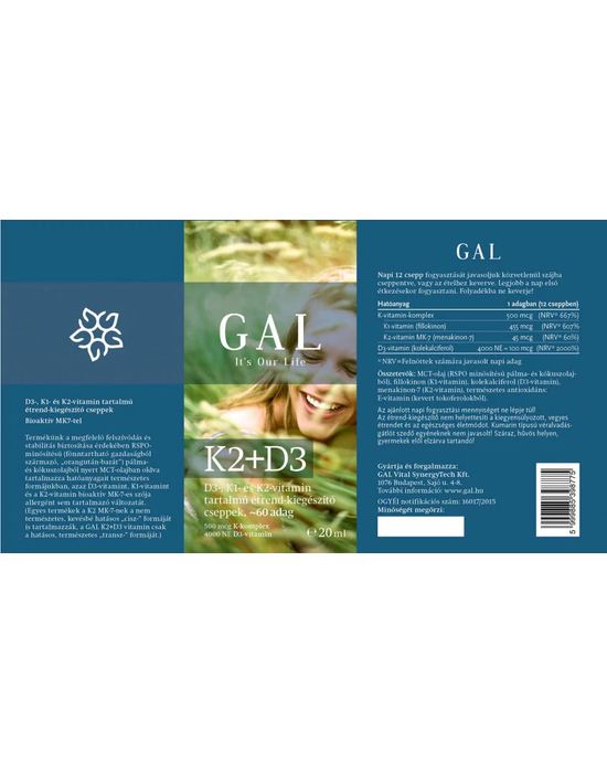 GAL K2-D3 vitamin tájékoztató