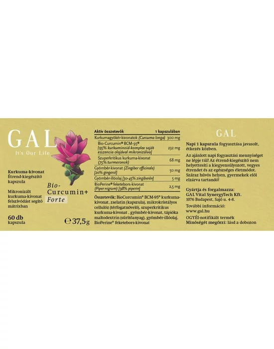 GAL Biocurcumin+ Forte hatóanyagok