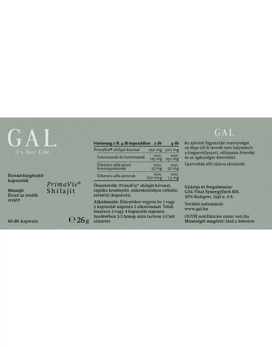 GAL PrimaVie Shilajit (Múmijó) kapszula 60db