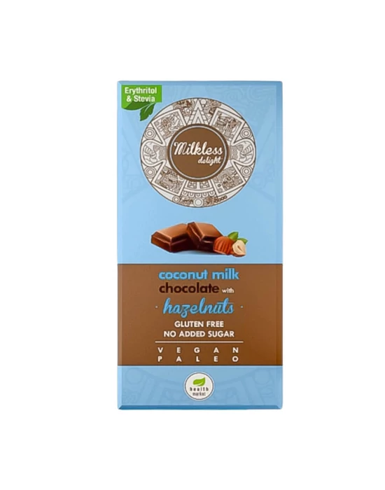 Milkless Delight kókusztejes csokoládé egész mogyoróval, édesítőszerekkel 80g (Lejárat: 2024.01.23)