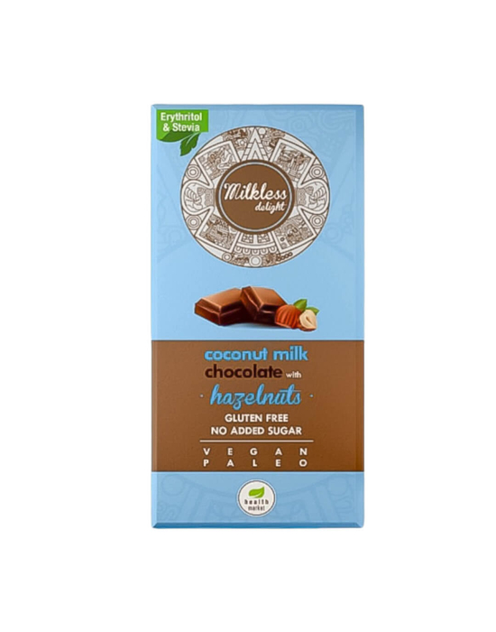 Milkless Delight kókusztejes csokoládé egész mogyoróval, édesítőszerekkel 80g