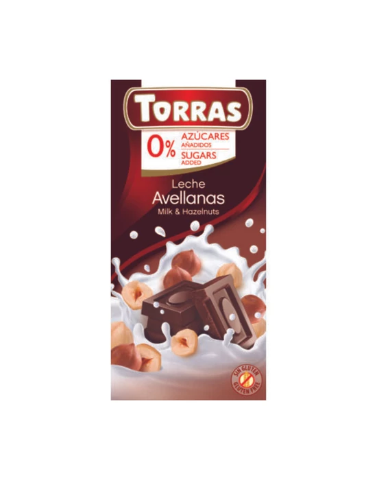 Torras Mogyorós hozzáadott cukormentes tejcsokoládé 75g