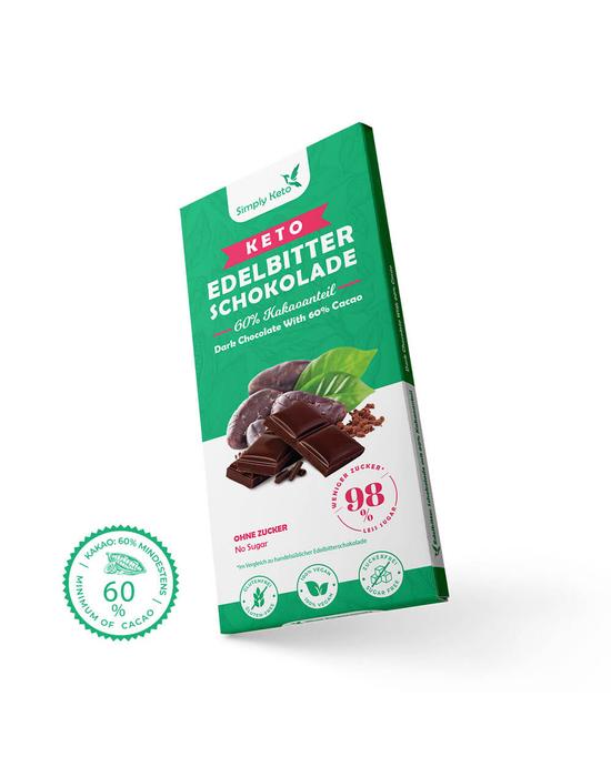 60% kakaótartalmú étcsokoládé édesítőszerrel